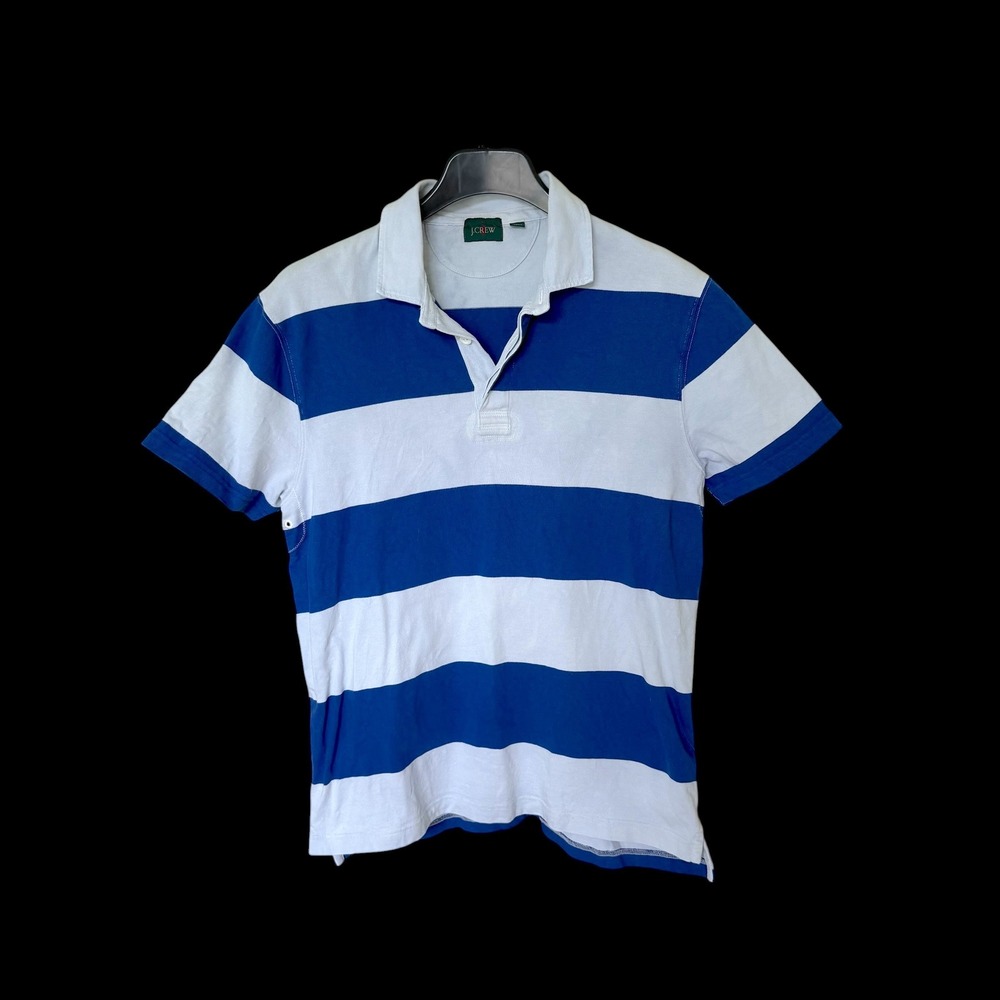 J.Crew‎ Oarsman Blue White Striped Short Sleeve Polo Shirt Large